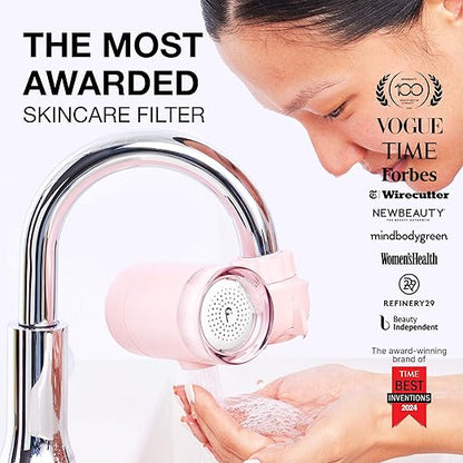 Filterbaby Skincare Filter 2.0, Bathroom Sink Filter Faucet for Skin Care, 99.9% Chlorine Removal – 0.000001 mm Carbon Fiber, Clinically Tested, Skin Hydration in 2 Weeks (Light Pink)