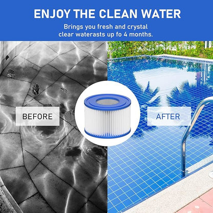 Type VI Hot Tub Filter Cartridge Compatible with Lay-Z-Spa, Coleman SaluSpa 90352E, 58323E, 58323 Swimming Pool Pump (16 Pack)