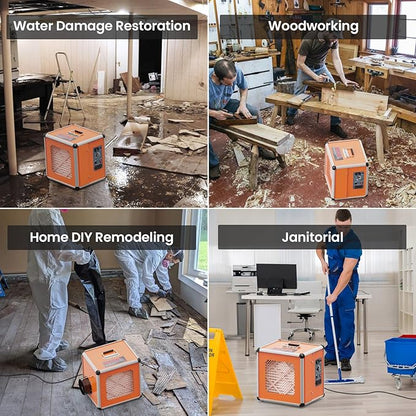 Abestorm Air Scrubber Commercial with UV-C Light, H13 HEPA Activated Carbon Filter, Negative Ion, Aluminium Air Purifier for Hospital, Renovation, Water and Fire Restoration, Up to 600 CFM