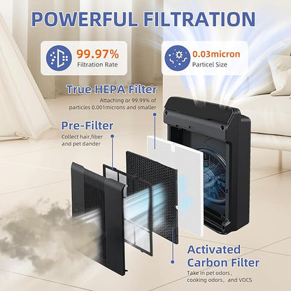 5500-2 Air Purifier Filter Replacement for Winix Plasmawave Air Purifier 5500-2 5300-2 6300-2 C535 AM80 AM90,4 Pack H13 Grade True HEPA Filter,Replace 116130 Filter H
