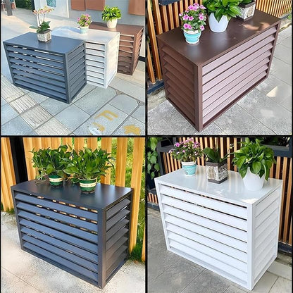 Aluminum Air Conditioner Fence Set of 2, Louvered Outdoor AC Unit Cover, Decorative Privacy Screen, Weatherproof and Anti-Theft (Black 110x60x80cm/43x24x32in)