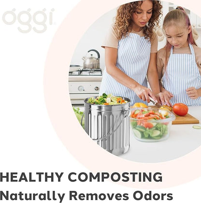 OGGI Set of 2 Charcoal Filters- Replacement Charcoal Filter for Countertop Compost Bin with Lid, Eco Friendly Products