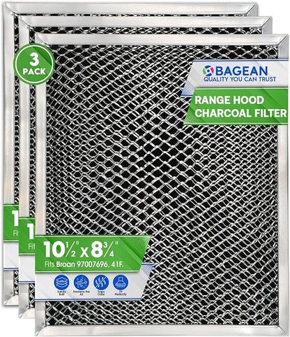 Stove Hood Vent Filter 10.5" x 8.8" 41F 97007696 Fits Nutone & Broan Range Hood Filter Replacement for Ductless Exhaust Fan - Mesh Screen Filters Grease & Carbon Freshens Kitchen Oven Air (3-Pack)