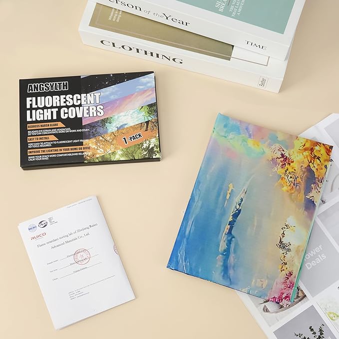 Fluorescent Light Covers - Classroom Covers for Ceiling Lights, 1 PCS 4 x 2 Feet Magnetic Light Filters, Classroom, Office Decor (Auspiciousness Clouds)