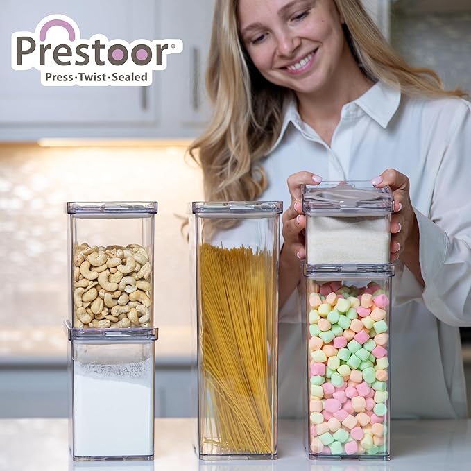 4-Pack Airtight Pantry Containers, 1.9 QT / 1.8 L Clear Food Storage Jars with Leakproof Twist-Lock Lids, Detachable Lid for Easy Cleaning, Cereal, Pasta, Rice, Oats, Snack Storage- Green