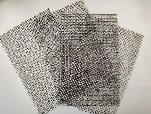 Stainless Steel Mesh 5Mesh with 1MM Wire Dia,4Pack 12x8inch(305x203mm) Hard and Heat Resisting Screen Sturdy Metal Mesh Sheets for DIY Projects,Aire Vent,Cage,Garden,Covered,BBQ Net