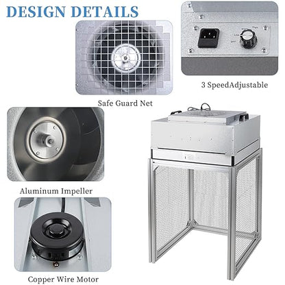 Vertical Laminar Flow-Hood Fan-Filter-Unit Yzzwer - FFU HEPA Filters for Class 100/ISO 5 Cleanliness in Clean Mycology and Mushroom Room 23.6" x 23.6" x 29" Working Area 110V