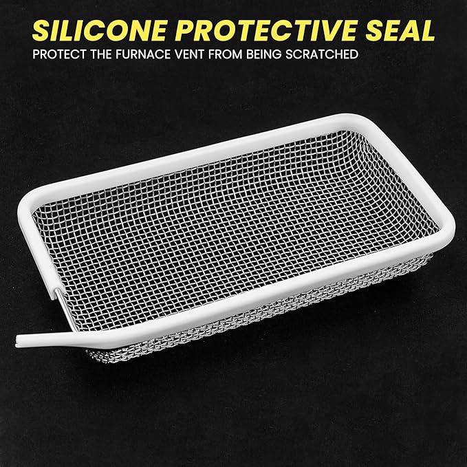 SheeChung RV Furnace Vent Screen, Flying Insect Screen Water Heater Cover for Camper, 7.5 x 4.1 x 1.3 Inch and RV Water Filter with Brass 90 Degree Hose Elbow and Flexible Hose Protector