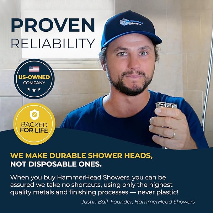HammerHead Showers® Solid Metal Shower Head Filter – KDF 55 Shower Filter, High Pressure Universal Shower Filters to Remove Toxic Chemicals – Removes Chlorine and Heavy Metals – Matte Black