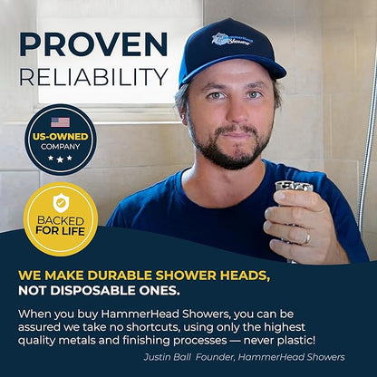 HammerHead Showers® Solid Metal Shower Head Filter – KDF 55 Shower Filter, High Pressure Universal Shower Filters to Remove Toxic Chemicals – Removes Chlorine and Heavy Metals – Matte Black
