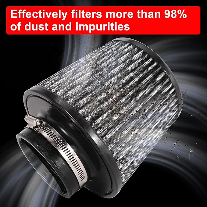 Cold Air Intake Filter High Performance Washable Filter Clamp-On Replacement Air Filter Flange Diameter 3inch/76mm Carbon Fibre Pattern