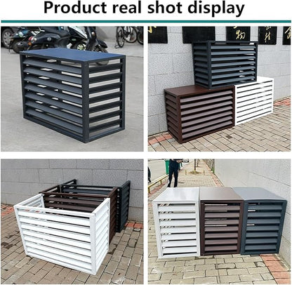 Aluminum Outdoor Condenser Protective Cover, freestanding Enclosure to Cover Garbage Or Ac Units, beautiful and durable appearance, suitable for gardens, balconies, walls, courtyards ( Color : FOUR-WH