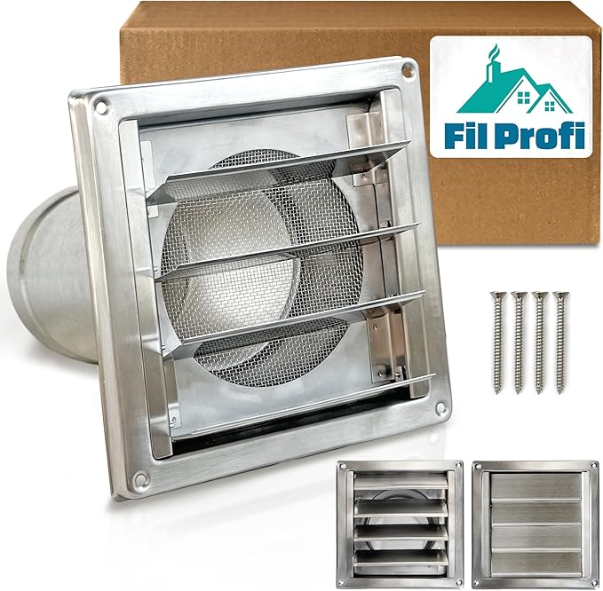 (6 Inch) Wall Vent Cover with Metal Mesh Screen,Exterior Hood Vent for House,Extended air Pipe.