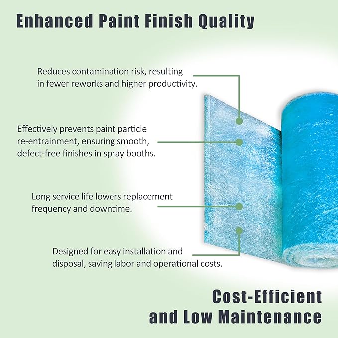 Fiberglass Paint Booth Filter Roll for Spray Booth 18-Gram Blue 200ft (30" x 200ft)
