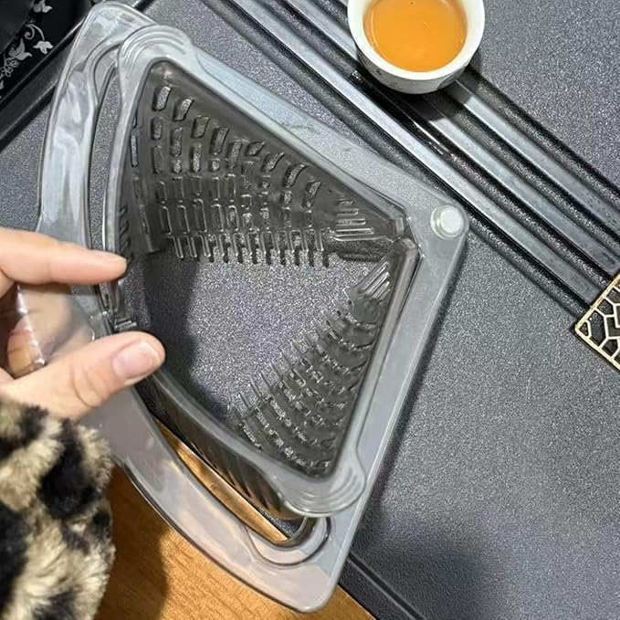 Corner Sink Drain Basket - Magnetic Food Waste Draining Catcher for Rinsing | High-Grade Mesh with Powerful Suction, Triangular Scrap Trap, Basin Cleanup Tools for Washing, Straining, Sorting and Peel