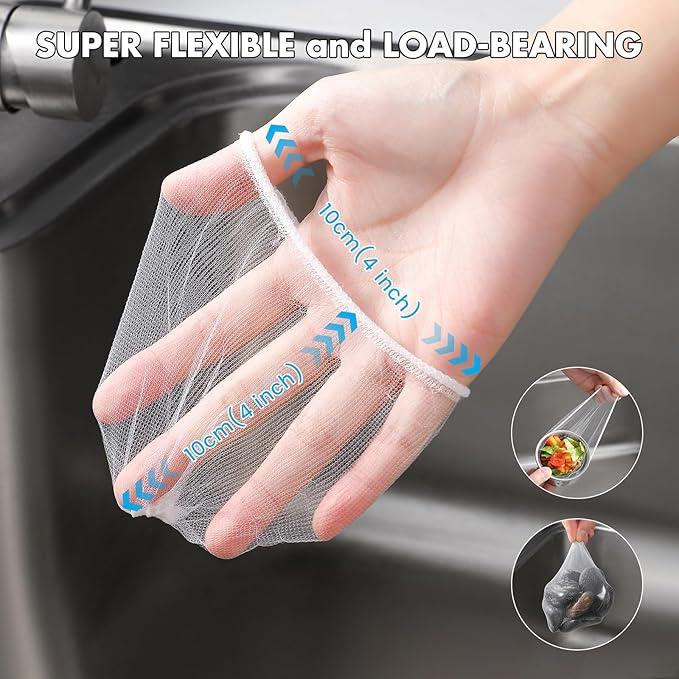 200 Pack Kitchen Sink Strainer Mesh Bag, Anti-Clogging Disposable Sink Drain Covers, Kitchen Essentials Sink Filter Nets, Fits Most Sink Strainers (4.0 x 4.0 Inch)