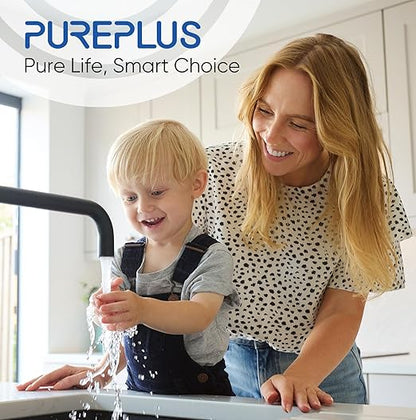 PUREPLUS 2-Stage Whole House Water Filtration System, Reduces Chlorine, Odor, Heavy Metals, Iron, Manganese, 10"x4.5" Housing, 1" Inlet/Outlet, PP Sediment & RFN Iron Filter, Pressure Gauges Included