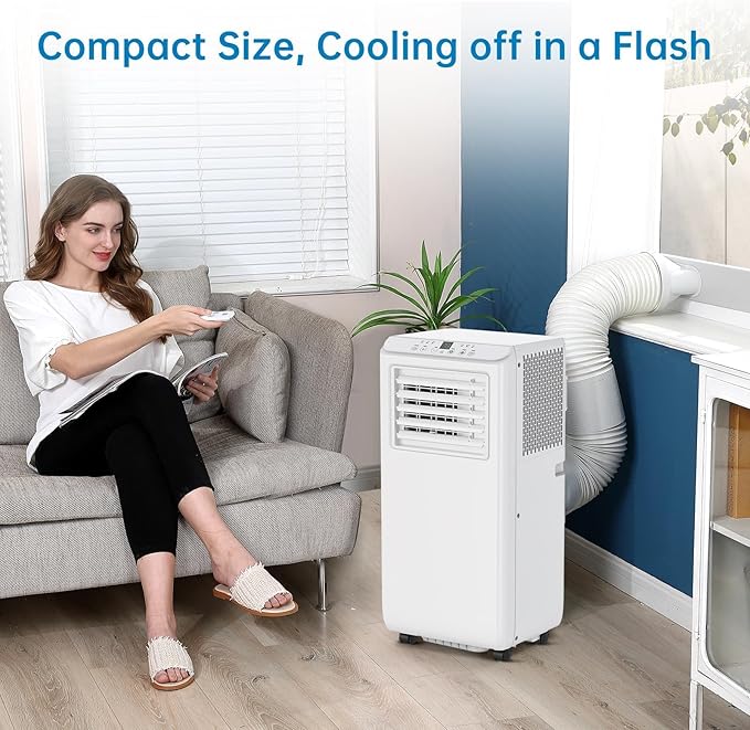 Portable Air Conditioners 10,000 BTU, Quiet Operation with Remote Control, Cools Rooms Up to 450 Sq. Ft, Portable AC Unit for Office Dorm Rooms, White