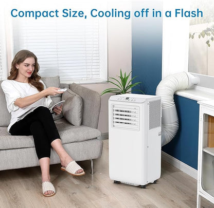 Portable Air Conditioners 10,000 BTU, Quiet Operation with Remote Control, Cools Rooms Up to 450 Sq. Ft, Portable AC Unit for Office Dorm Rooms, White