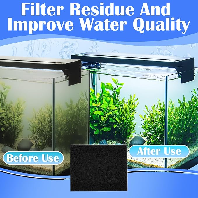 Aquarium Filter Pad - Aquarium Filter Media, Aquarium Filter Floss,15.7 x 19.6in Filter Pad, Filter Floss for Fish Tank, Aquarium, Ponds,Garden，Saltwater, Fershwater,Plant, Trutle(Black)