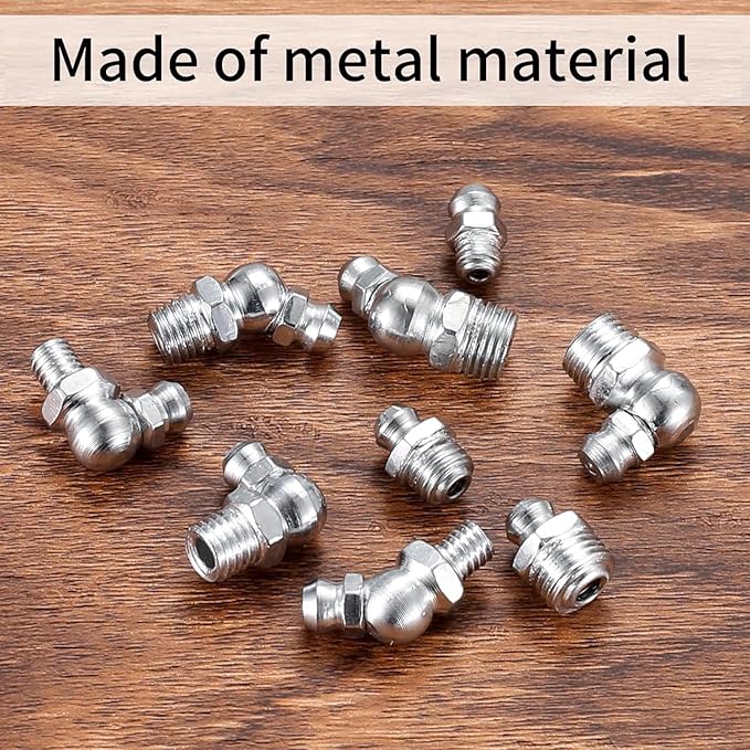 60 Pcs Metric Grease Fittings Kit,Hydraulic Grease Zerk Assortment Kit, 45 90 Degree Grease Gun Fittings,M6 M8 M10 Straight and Angled Grease Zerk Kit for Grease Guns Mechanical Lubrication