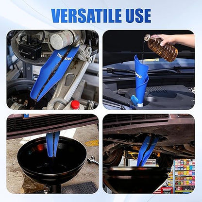 WORKPRO 12-inch Oil Filter Plier and Flexible Oil Funnel Set for Quick and Clean Automotive Oil Change, Durable Silicone Funnel with Shape Retention, Adjustable Anti-Slip Oil Wrench for Effortless Use