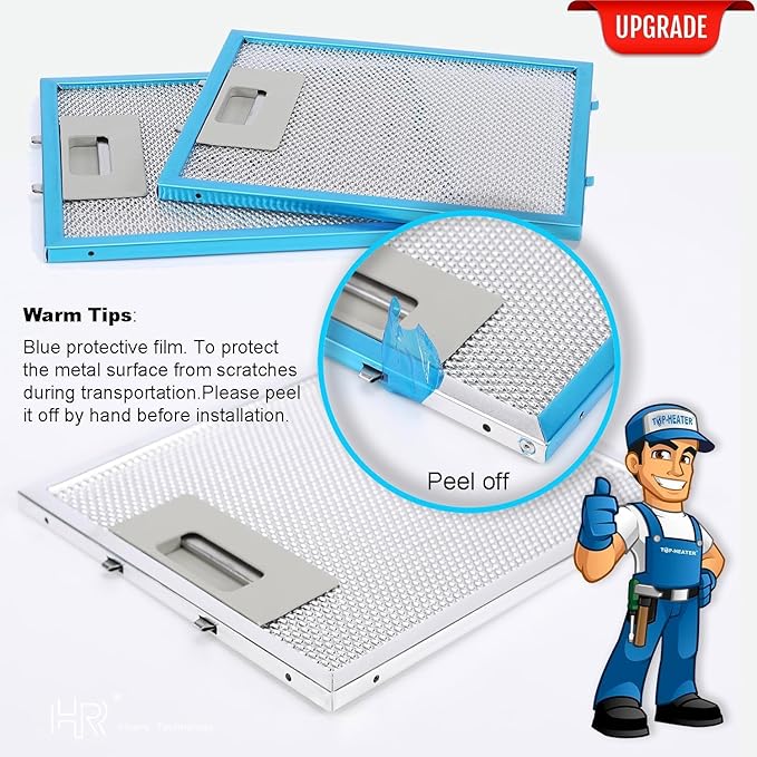 W10169961A Range Hood Filter Replacement, Fits Whirlpool, Ikea, Kitchen Aid, Jenn Air, 5-Layer Aluminum Mesh Hood Grease Filter 10.5x12 Inch, Aluminum Range Hood Vent Filters, 2PCS