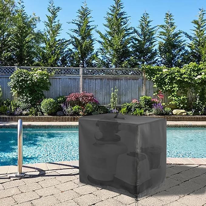 Pool Filter Cover - Easy Install Waterproof Enclosure, Durable Sand Filter Shield, Outdoor Strainer Protector, Weather Resistant Guard | Reliable System Protection for Debris Removal Pet Safety Child