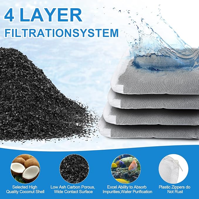 4 Pack Activated Carbon Inserts for AquaClear 70 Aquarium Filter,Carbon Media for Fluval Aqua Clear up to 70 Gallons Aquariums,Charcoal for Fish Tank Filter A1386