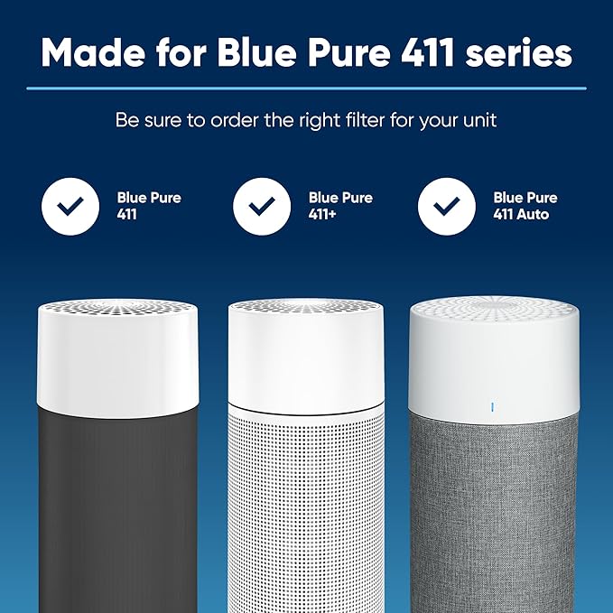 Blueair Blue Pure 411 Series AllergenBlock Filter, Genuine Replacement, Blue Pure 411 Auto Series AllergenBlock Filter Fits 411, 411+ and 411Auto (Pack of 11)