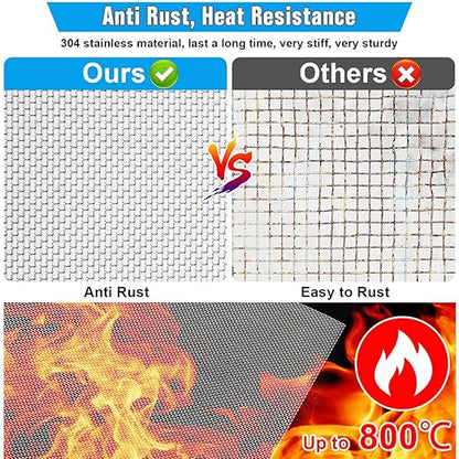 3PACK 20 Steel Mesh Screen 11”X11”(280mmX280mm), Woven Wire 304 - Never Rust 1mm Hole Keep Rodent Out or Make Any Shapes by Valchoose