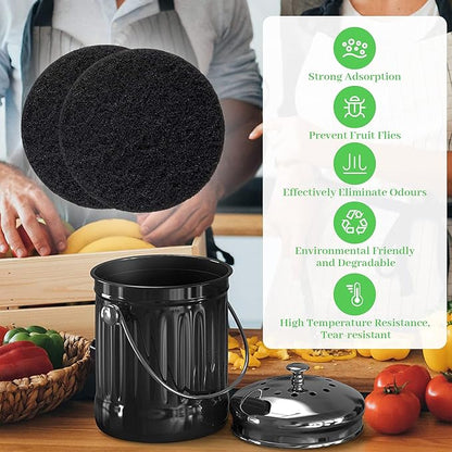 7 Pack Compost Bin Charcoal Filters Round Indoor Kitchen Compost Bucket Activated Charcoal Filters Replacements Sheets (6.7 Inch)