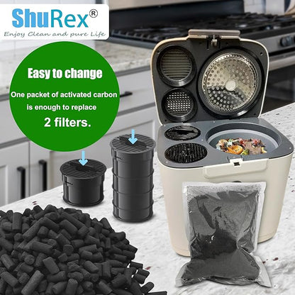 Odor Absorbing Carbon Refills for Fylecen Kitchen Smart Compost Bin, Replacement Activated Charcoal Filters Compatible with Fylecen Electric Kitchen Compost Filter