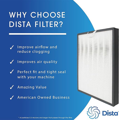 Dista Filter - True Hepa H13 Filter Compatible with LEVOIT EverestAir Air Purifier with 3-in-1 True HEPA, High-Efficiency Activated Carbon, Part # LRF-E551-WUS - Pack of 1