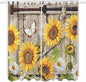 Farmhouse Sunflowers Living Room Curtains 96 Inch Length, Window Curtains Tab Top, Rustic Barn Doors Flowers Butterfly Wooden Light Filtering Window Treatments Drapes 52"x96" 2 Panel
