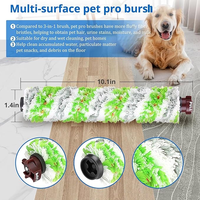 Brush Filter Replacement Compatible with Bissell CrossWave Pet Pro All in One, 3 Multi-Surface Brush Roll 1868 + 3 Vacuum Filter 1866 Vacuum Filter, Compare to Part 1608683, 160-8683, 1608684
