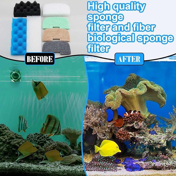 50 Pcs Compatible with Fluval 206/207 Filter Media Canister Filter Maintenance & Replacement Kit, Bio-Based Foam, Activated Carbon, Ceramic Rings, Microfiber Rags, Mesh Bags, Silicone Lube