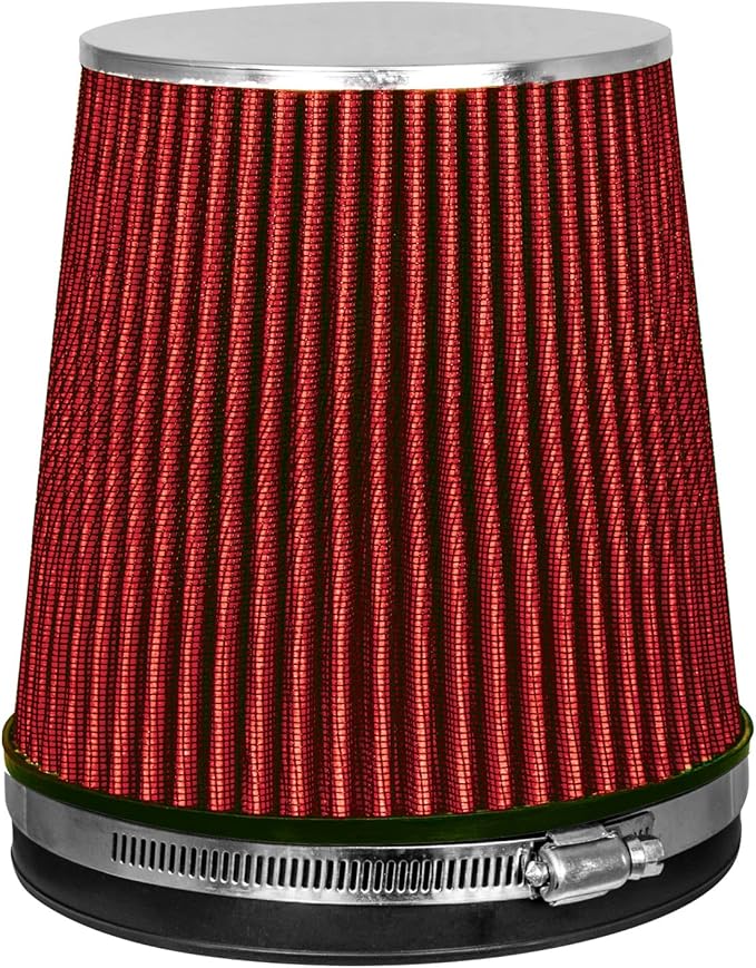 RED 6" 152 mm Inlet Short Truck Air Cone Replacement Performance Washable Clamp-On Dry Air Filter (6" Tall)