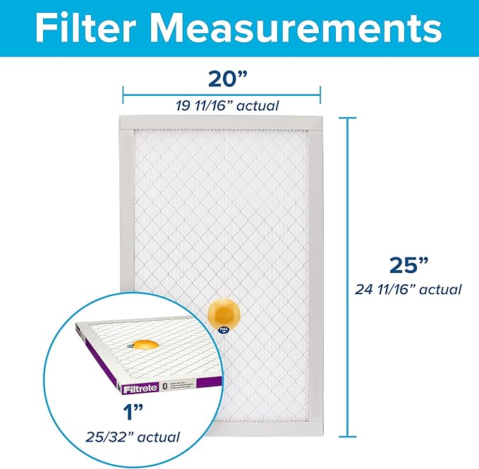 Filtrete 20x25x1 AC Furnace SMART Air Filter, MERV 12, MPR 1500, Track Filter Life With Bluetooth Enabled Sensor, CERTIFIED asthma & allergy friendly, 2-Pack (Actual Size 19.719x24.688x0.78 in)