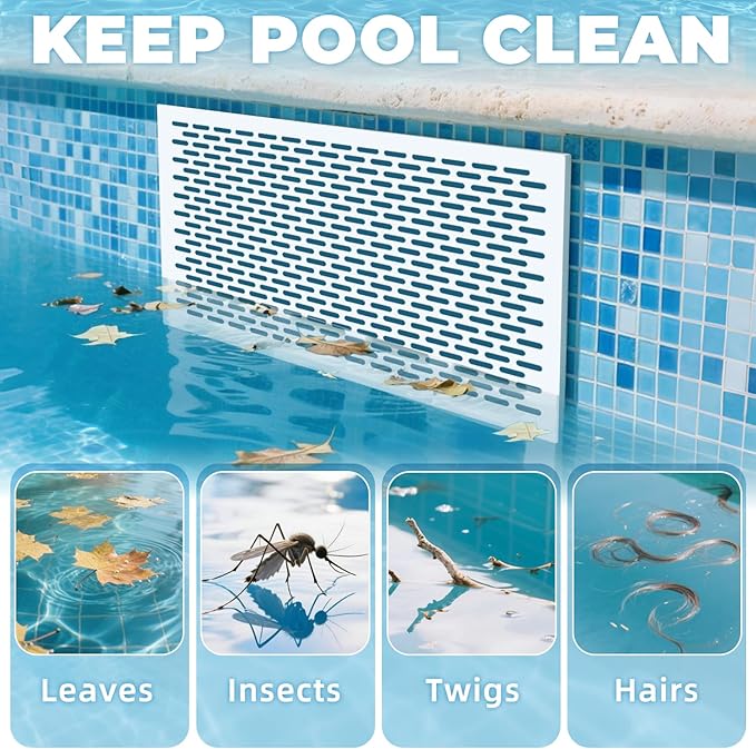 Pool Skimmer Guard Kit Pool Skimmer Screen Net Skimmer Catcher Leaf Shield Net for Inground or Above Ground Pools Debris Easy Assembly Prevent Blockage Anti-Rust & Anti-Corrosion