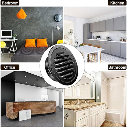 Zonon 24 Pcs Stainless Steel Soffit Vents 4 Inch Round Dryer Vent Cover with Mesh Screen for Home Outdoor Bathroom Wall Ceiling Outside Exterior Exhaust (Black)