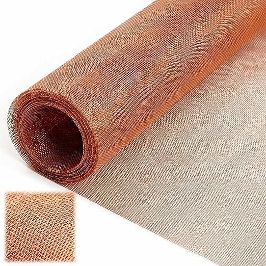 Zonon 99.9% Pure Copper Mesh Screen 36 Inch x 12 ft 16x16 Mesh Copper Roll Wire Fabric 0.27mm Wire Diameter Conductive Metal Dense Filter Screen Woven for Lab Faraday Cage Rodent Control Window Craft