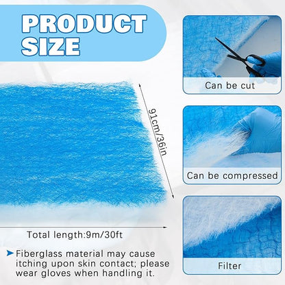 Pangda 360" x 36" x 1" Hammock Roll Air Vent Filters Media Fiberglass Air Filter Roll Industrial HVAC & Dust Collection Pre-filter Media for Furnaces, Ventilation & Workshop