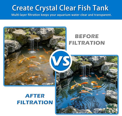 2" Thick Koi Pond Filter Pad, 24" x 56" Fish Pond Filters for Outdoor Ponds, Pond Filter Media, Pond Filter Material, White Bulk Roll-Cut to Size-Fit for Aquarium Filter Floss