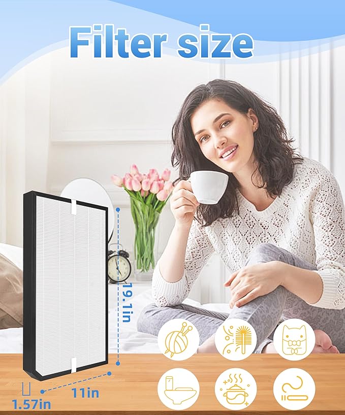 6-Pack AD5000 Replacement Filter Compatible with Air Doctor 5000 Air Purifier， Includes 2 Efficient Main Filter and 4 Activated Carbon Filters (Not Compatible with 5500 Series)