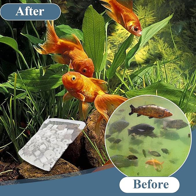 16 Pcs Aquarium Filter Media Bags Extra Fine, 7.8 x 5.9 Inch Filter Media Bag with Zipper, White & Black Aquarium Mesh Bag for Fish Tank Activated Carbon, Ceramic Rings