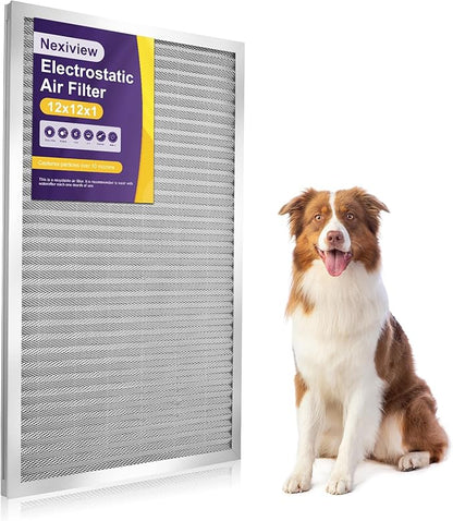 12x12x1 Furnace Filter-MERV8, Washable & Reusable Electrostatic Air Filter, AC/HVAC Furnace Filter, Permanent Air Filter, Breathe Fresher, Easy Install