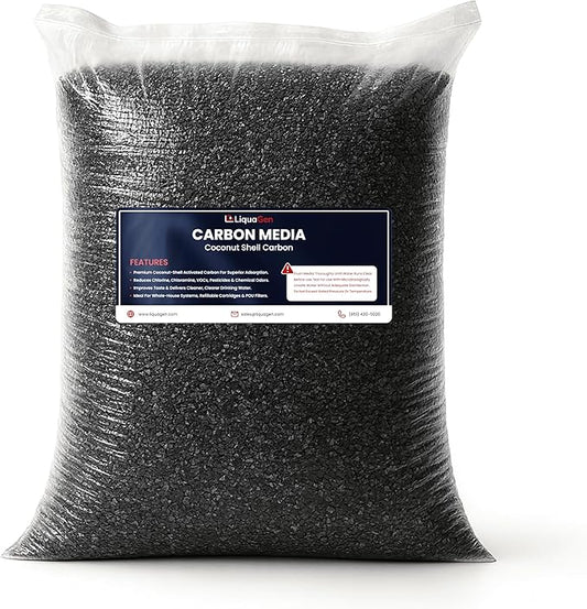 LiquaGen 1 Cubic Foot - Coconut Carbon Media Whole House Systems | Contaminant Remover | Highly Porous Activated Charcoal Bulk for Whole Home Water Purification System's