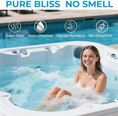 Non-Chlorine Spa Shock for Hot Tub, Chlorine-Free Shock Oxidizer Treatment for Hot Tubs, Spas and Swimming Pools, Fast Acting, Quick Dissolving Oxidizing Shock for Crystal Clear Water- 5lbs*2