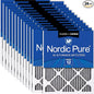 Nordic Pure 12x20x1 (Actual Size: 11 1/2 x 19 1/2 x 3/4) Furnace Air Filters MERV 12 Pleated Plus Carbon 24 Pack